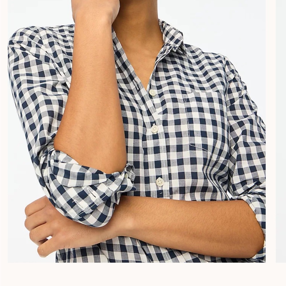 NWT J Crew Gingham Lightweight Cotton Shirt in Signature Fit
